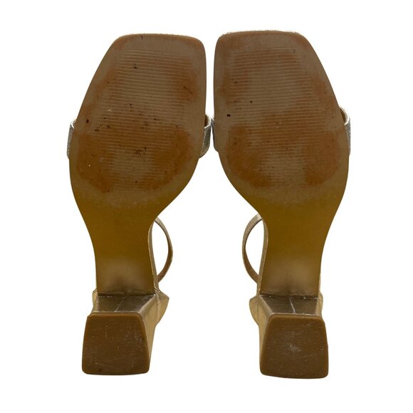 Abound Womens Silver Crinkle Metallic faux Leather Ankle Strap Block Heel Sz 8.5 - Picture 8 of 9